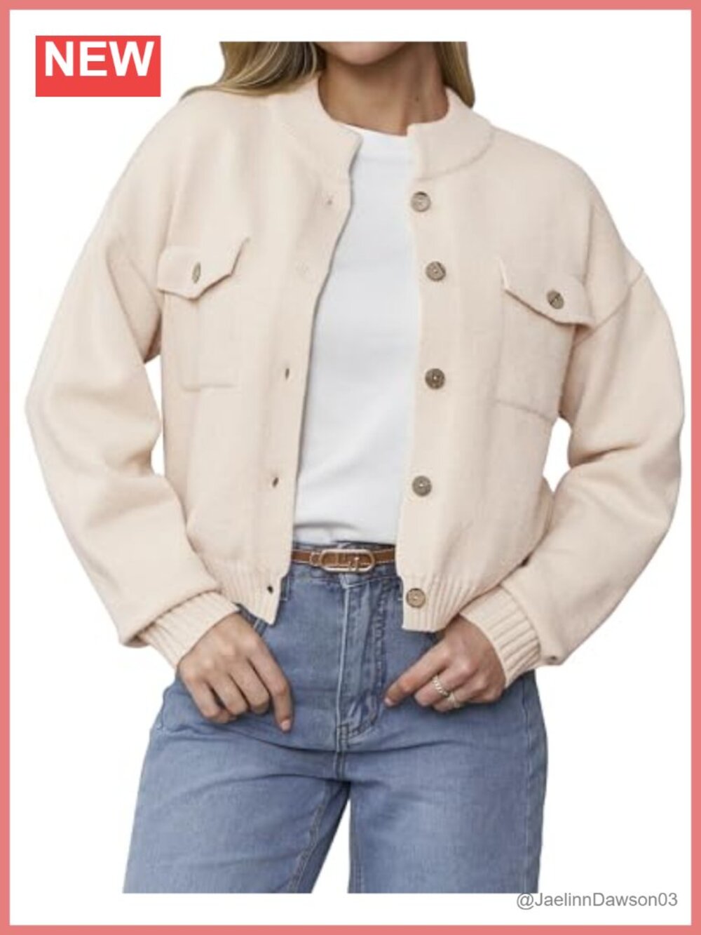 Chunky Knit Cardigan Sweater Jacket Button Down Long Sleeve Cropped